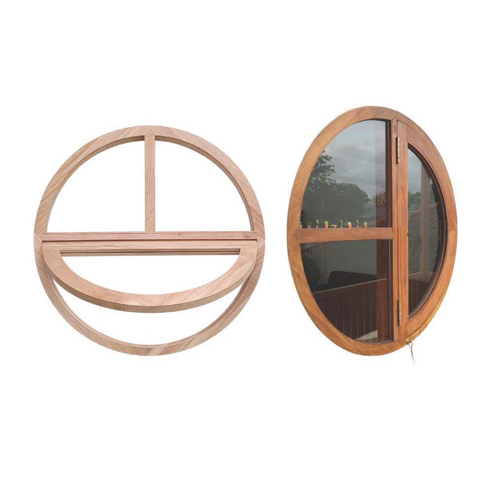 วงกบหน้าต่างโค้ง ไม้เนื้อแข็ง N999 MM03-O 100X100 ซม. สีธรรมชาติ