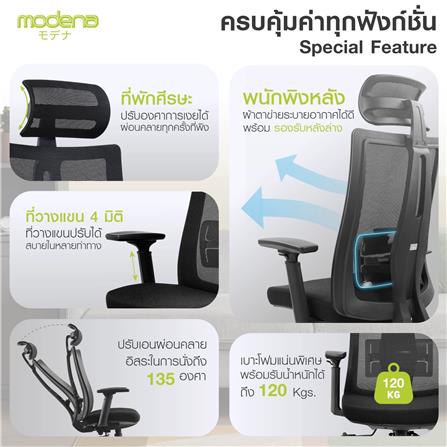 เก้าอี้สุขภาพ MODENA ERGO ANYA NET สีดำ_10