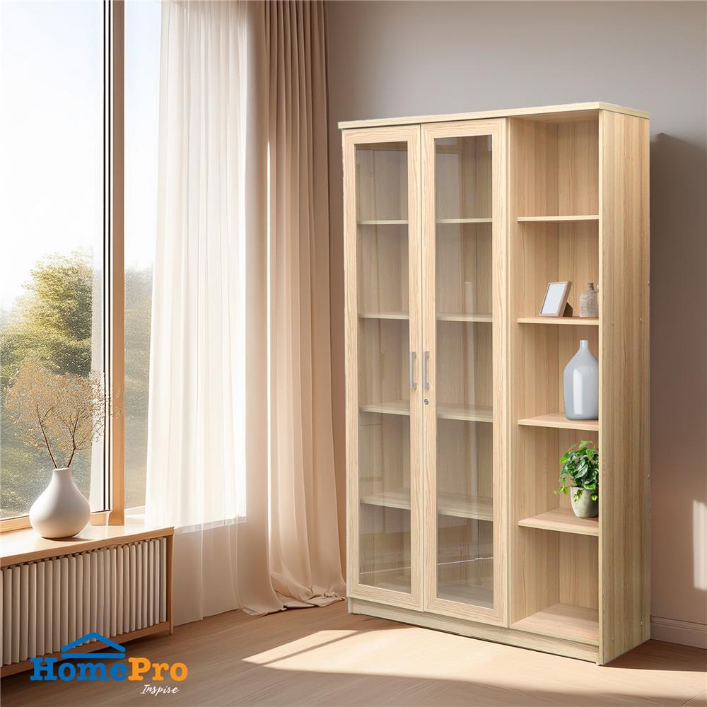 ตู้โชว์ 2 บานเปิด FURDINI MOTIF 118 ซม. สี PINEOAK