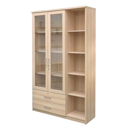 ตู้โชว์ 2 บานเปิด พร้อมลิ้นชัก FURDINI MOTIF 118 ซม. สี PINEOAK_0