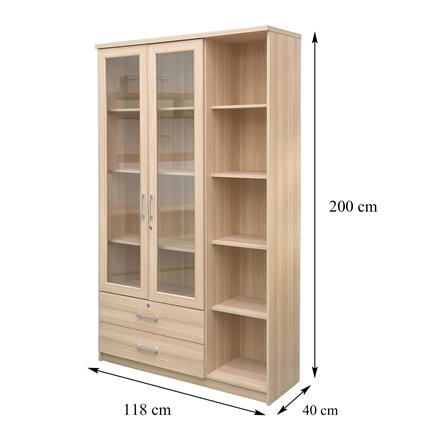 ตู้โชว์ 2 บานเปิด พร้อมลิ้นชัก FURDINI MOTIF 118 ซม. สี PINEOAK_12