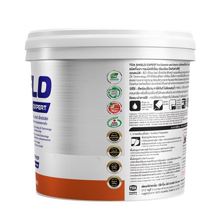 สีน้ำทาภายนอก ชนิดกึ่งเงา TOA SHIELD EXPERT SUPERIOR PREMIUM 2 IN 1 BASE C สีขาว 9 ลิตร_1