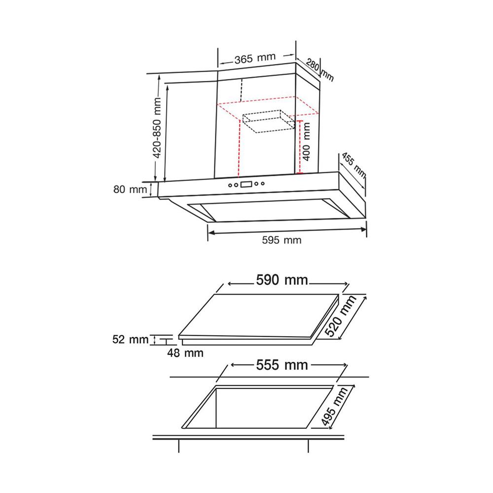 เตาฝัง+เครื่องดูดควัน AXIA C-TOUCH 601L4Z+C-SENSE60