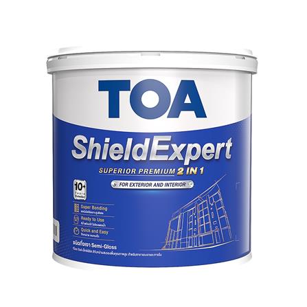 สีน้ำทาภายนอกและภายใน ชนิดกึ่งเงา TOA SHIELD EXPERT SUPERIOR PREMIUM 2 IN 1 BASE B สีขาว 1 แกลลอน_0