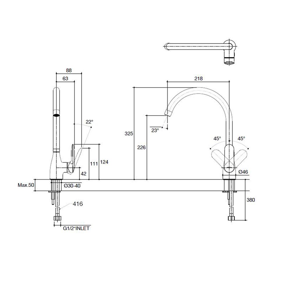 ก๊อกซิงค์เดี่ยวเคาน์เตอร์ KOHLER K-99480T-B4CD-CP