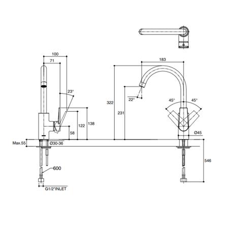 ก๊อกซิงค์เดี่ยวเคาน์เตอร์ KOHLER K-74053T-B4CD-CP_1