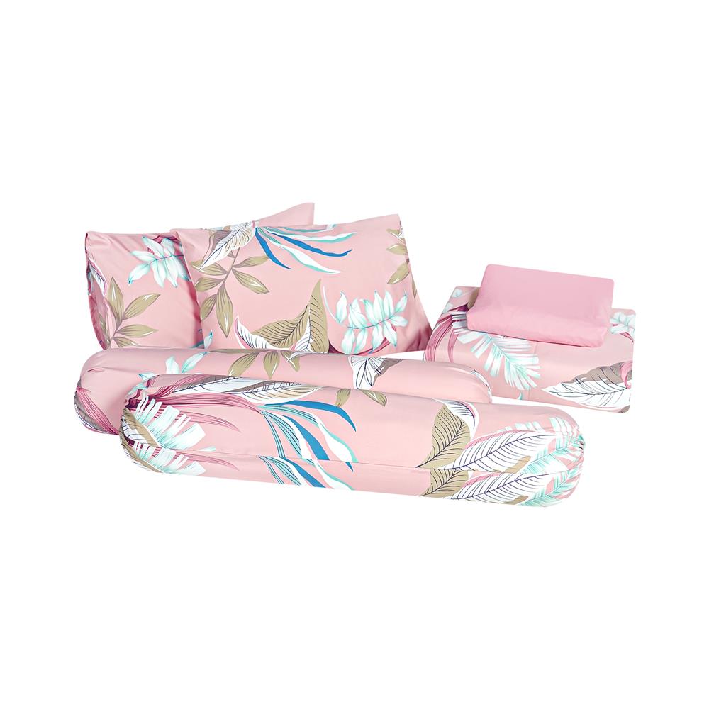 ชุดผ้าปูที่นอน 6 ฟุต 6 ชิ้น HOME LIVING STYLE FOLIA สีชมพู