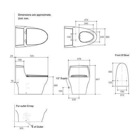สุขภัณฑ์ 1 ชิ้น KARAT K-72479X-TSL-WK  4.5 ลิตร สีขาว_3