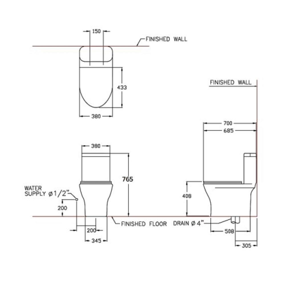 สุขภัณฑ์ 1 ชิ้น COTTO C11007MWH 3/5.5 ลิตร สีขาว