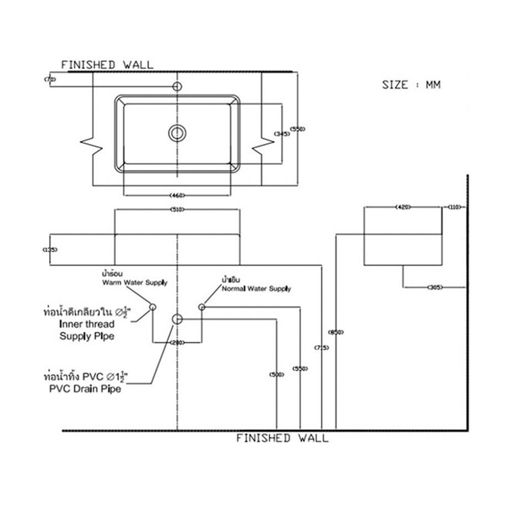 อ่างล้างหน้าวางบนเคาน์เตอร์ COTTO C00126MWH สีขาวด้าน
