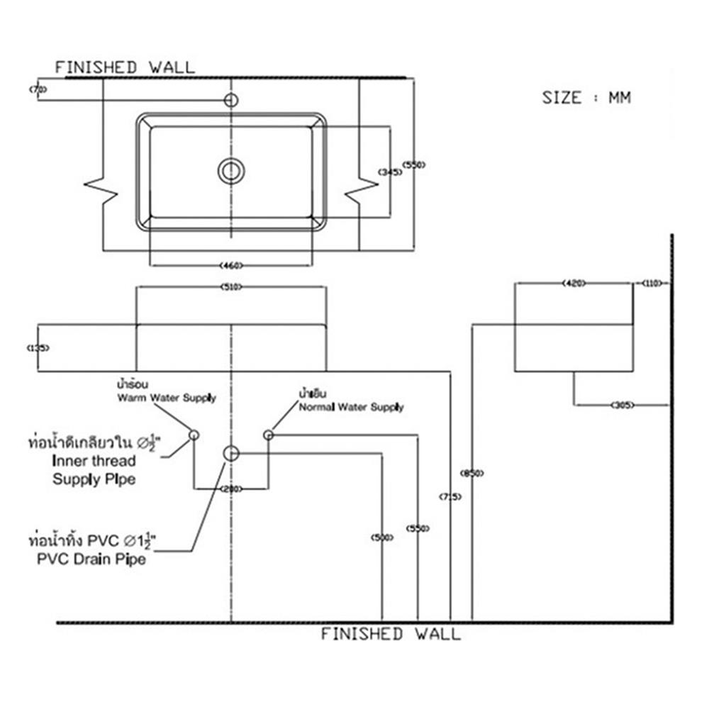 อ่างล้างหน้าวางบนเคาน์เตอร์ COTTO C00126GB สีฟ้าอมเทาด้าน