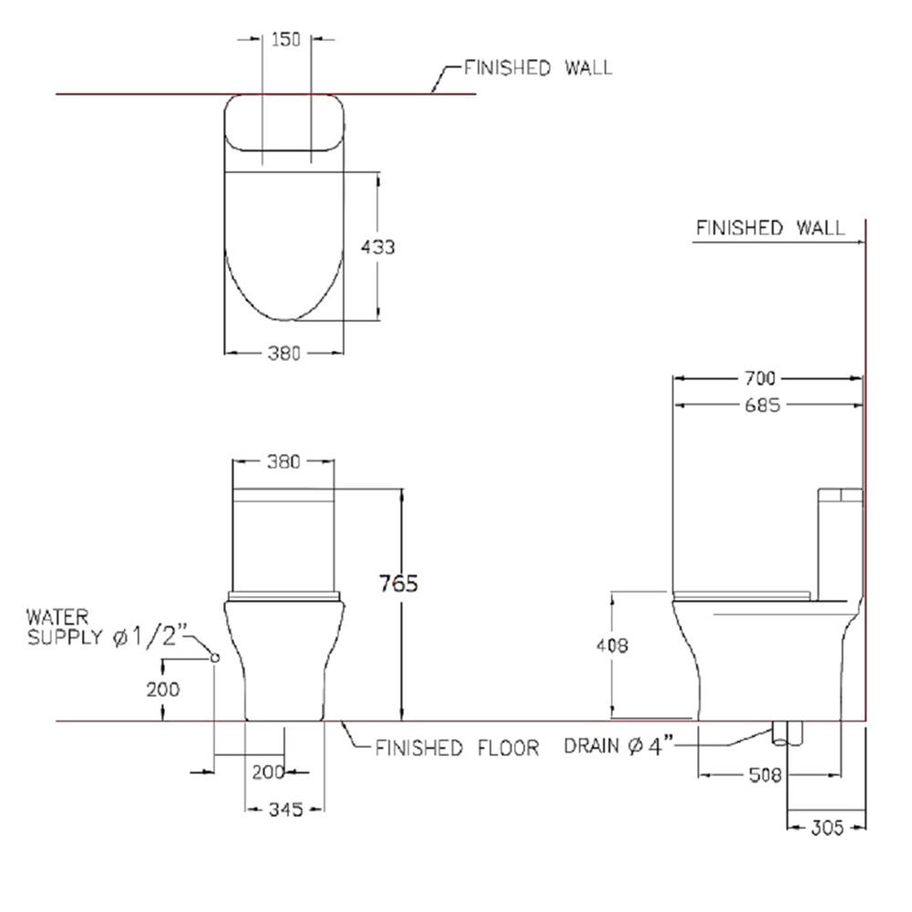 สุขภัณฑ์ 1 ชิ้น COTTO C11007MBK 3/5.5 ลิตร สีดำ