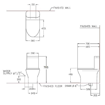 สุขภัณฑ์ 1 ชิ้น COTTO C11007MBK 3/5.5 ลิตร สีดำ_3