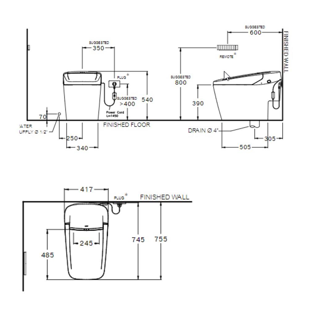 สุขภัณฑ์อัตโนมัติ COTTO VIZIO C10217 สีขาว