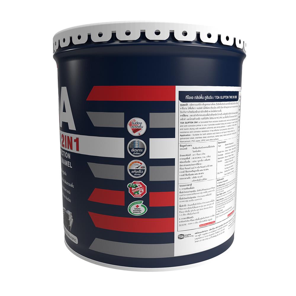 สีน้ำมันเคลือบกันสนิม ชนิดด้าน TOA GLIPTION 2 IN 1 GF888 สีดำ 5 แกลลอน