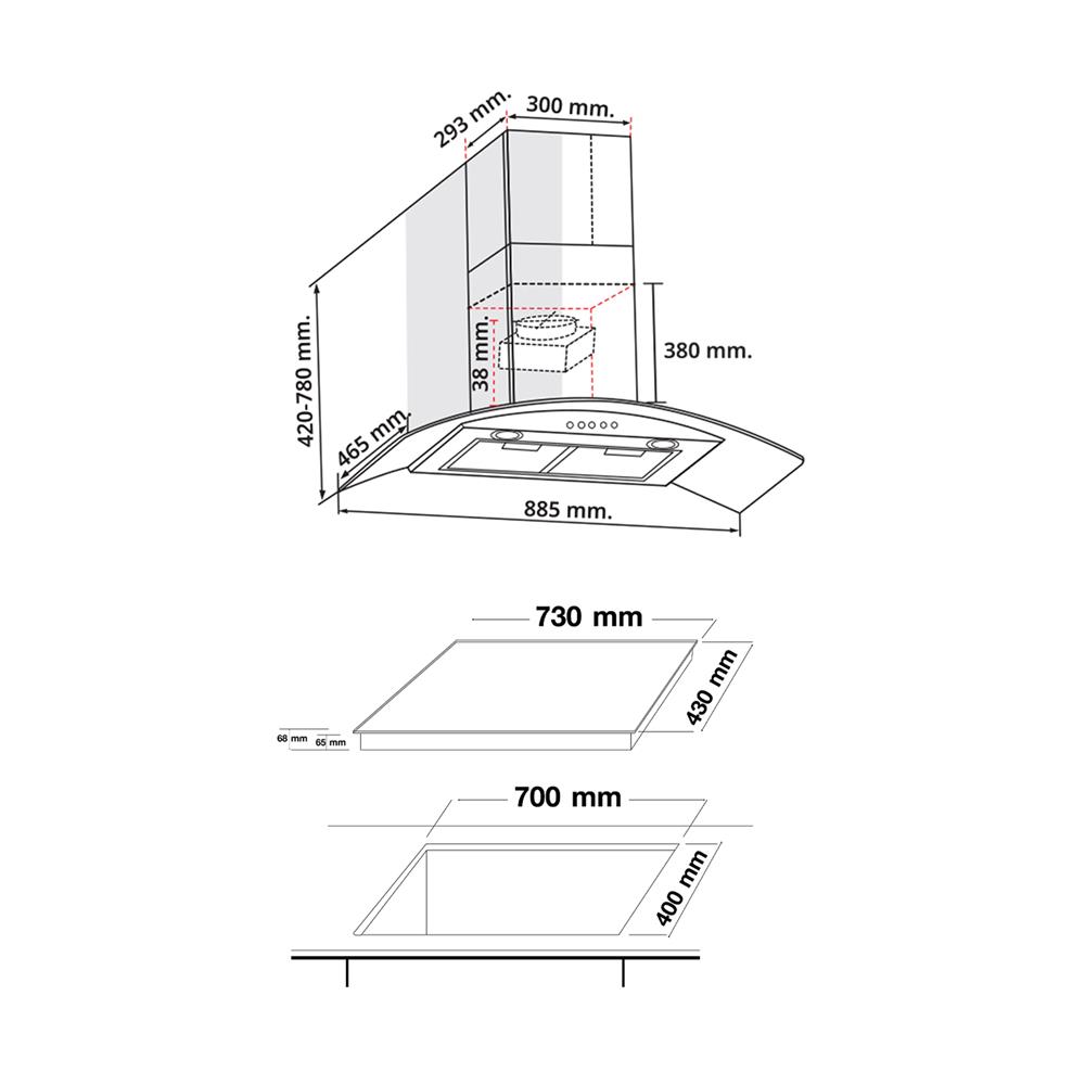 เตาฝัง+เครื่องดูดควัน AXIA IC-TOUCH732Z+HERO KNIGHT