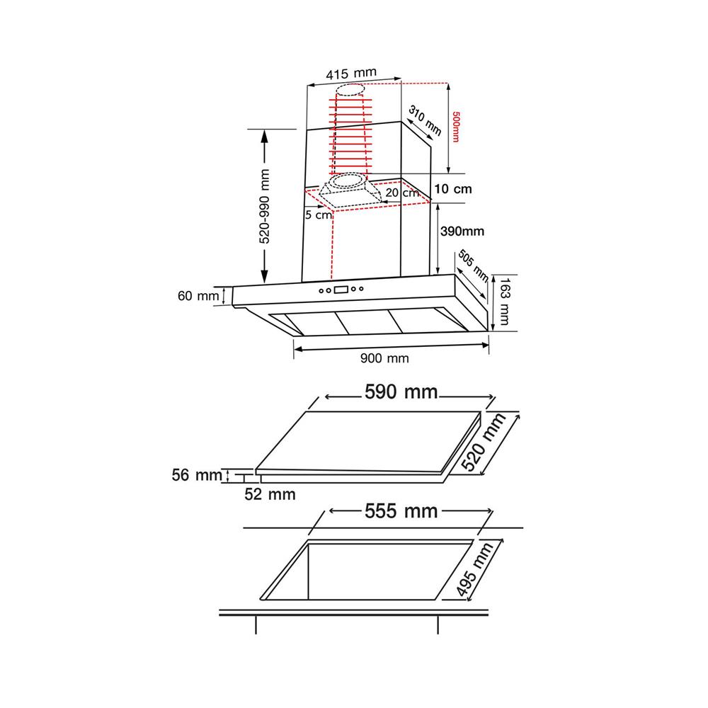 เตาฝัง+เครื่องดูดควัน AXIA I-TOUCH60+C-SENSE90
