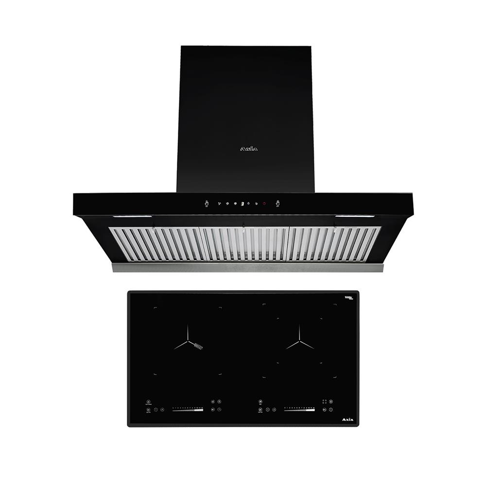 เตาฝัง+เครื่องดูดควัน AXIA IC-TOUCH73+C-BLACK90