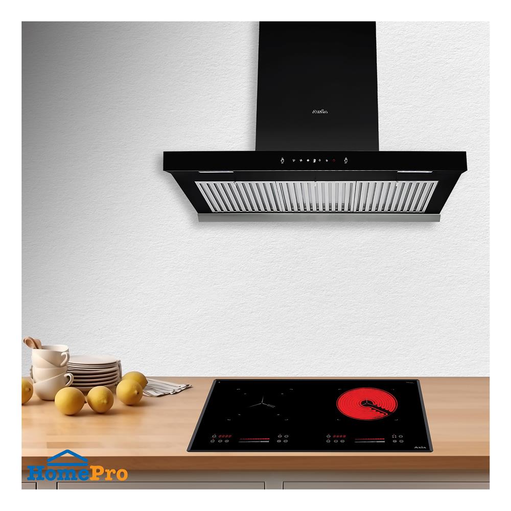 เตาฝัง+เครื่องดูดควัน AXIA IC-TOUCH73+C-BLACK90