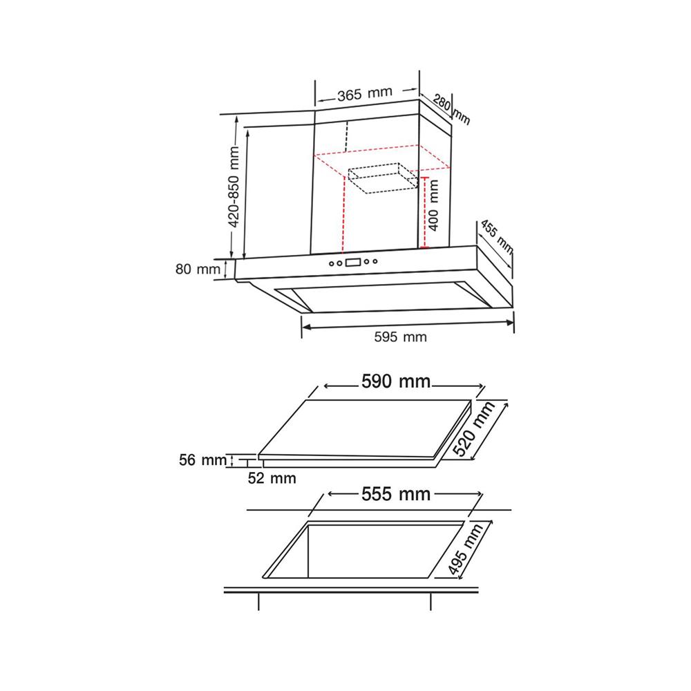 เตาฝัง+เครื่องดูดควัน AXIA I-TOUCH603+C-SENSE60