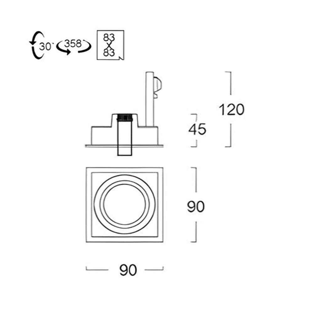 ดาวน์ไลท์ L&E HG 24-04609 3.3 นิ้ว สีขาว/ดำ เหลี่ยม