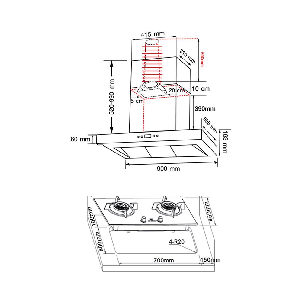 เตาฝัง+เครื่องดูดควัน FRANKE FG8228+C-BLACK90