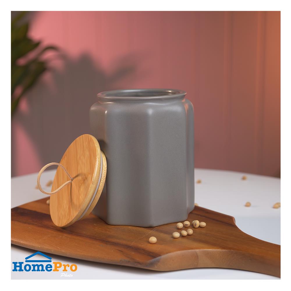 ขวดโหลเซรามิกฝาดึง KECH MASSY 1.5 ลิตร สีเทา