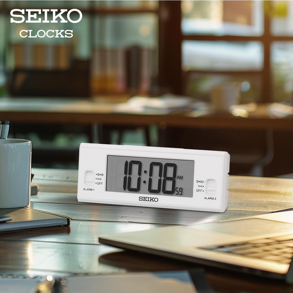นาฬิกาดิจิทัล SEIKO CLOCKS QHL093W 1.9X5 นิ้ว สีขาว