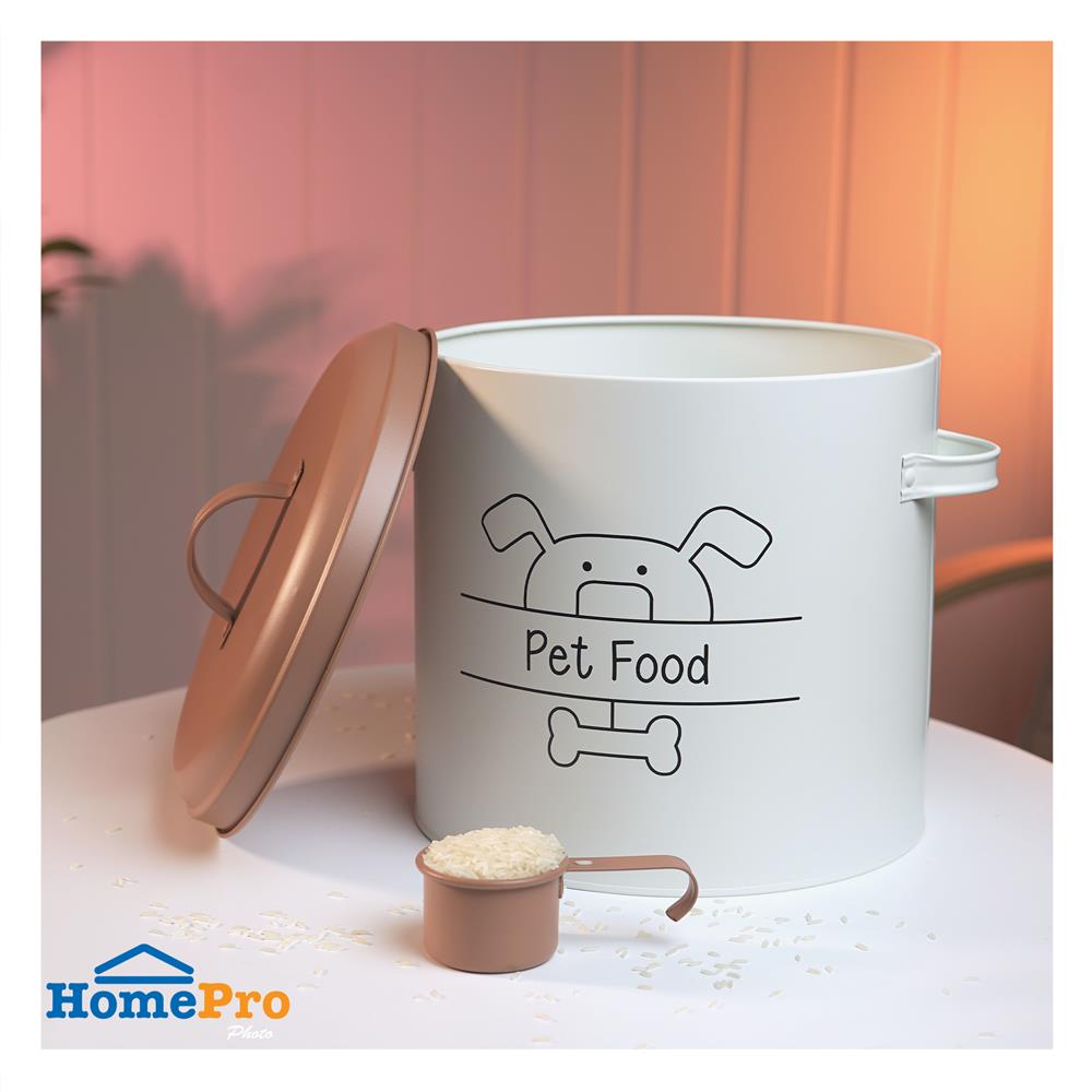 ขวดโหลกลมฝาดึง KECH PET FOOD 9.95 ลิตร สีขาว