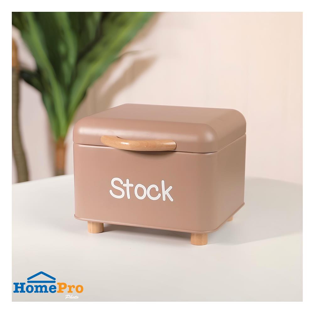 ขวดโหลเหลี่ยมฝาดึง KECH STOCK BOX 2 ลิตร สีน้ำตาล