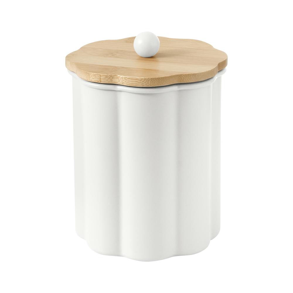 ขวดโหลกลมฝาดึง KECH PETAL 1 ลิตร สีครีม