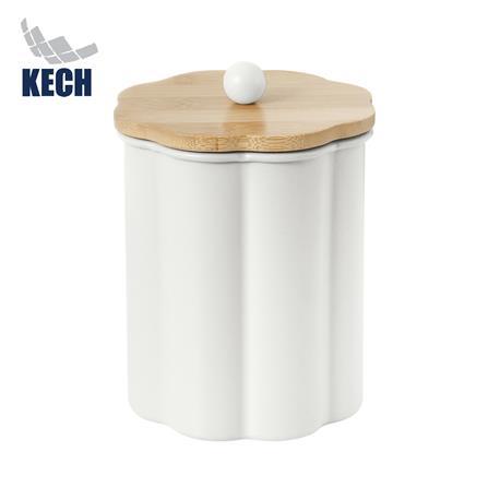 ขวดโหลกลมฝาดึง KECH PETAL 1 ลิตร สีครีม_0