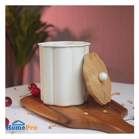 ขวดโหลกลมฝาดึง KECH PETAL 1 ลิตร สีครีม_4