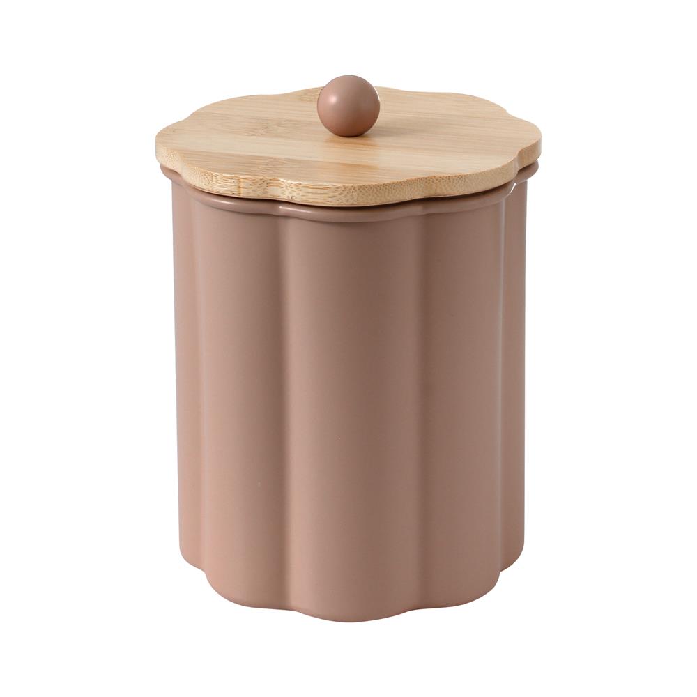 ขวดโหลกลมฝาดึง KECH PETAL 1 ลิตร สีน้ำตาล