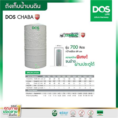 ถังเก็บน้ำ DOS CHABA KV 1500 ลิตร สี COMO GRAY_2