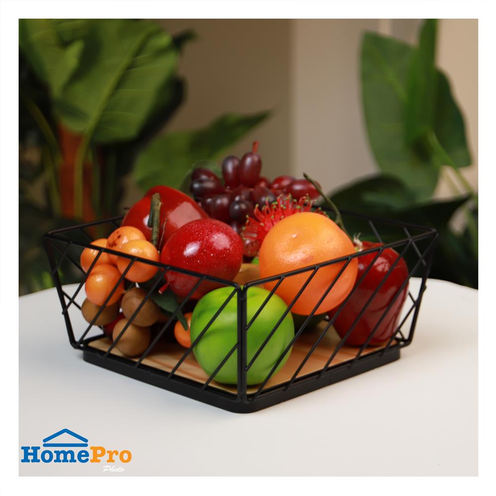ตะกร้าผลไม้เหลี่ยม 23 ซม. KECH T-CHART สีดำ
