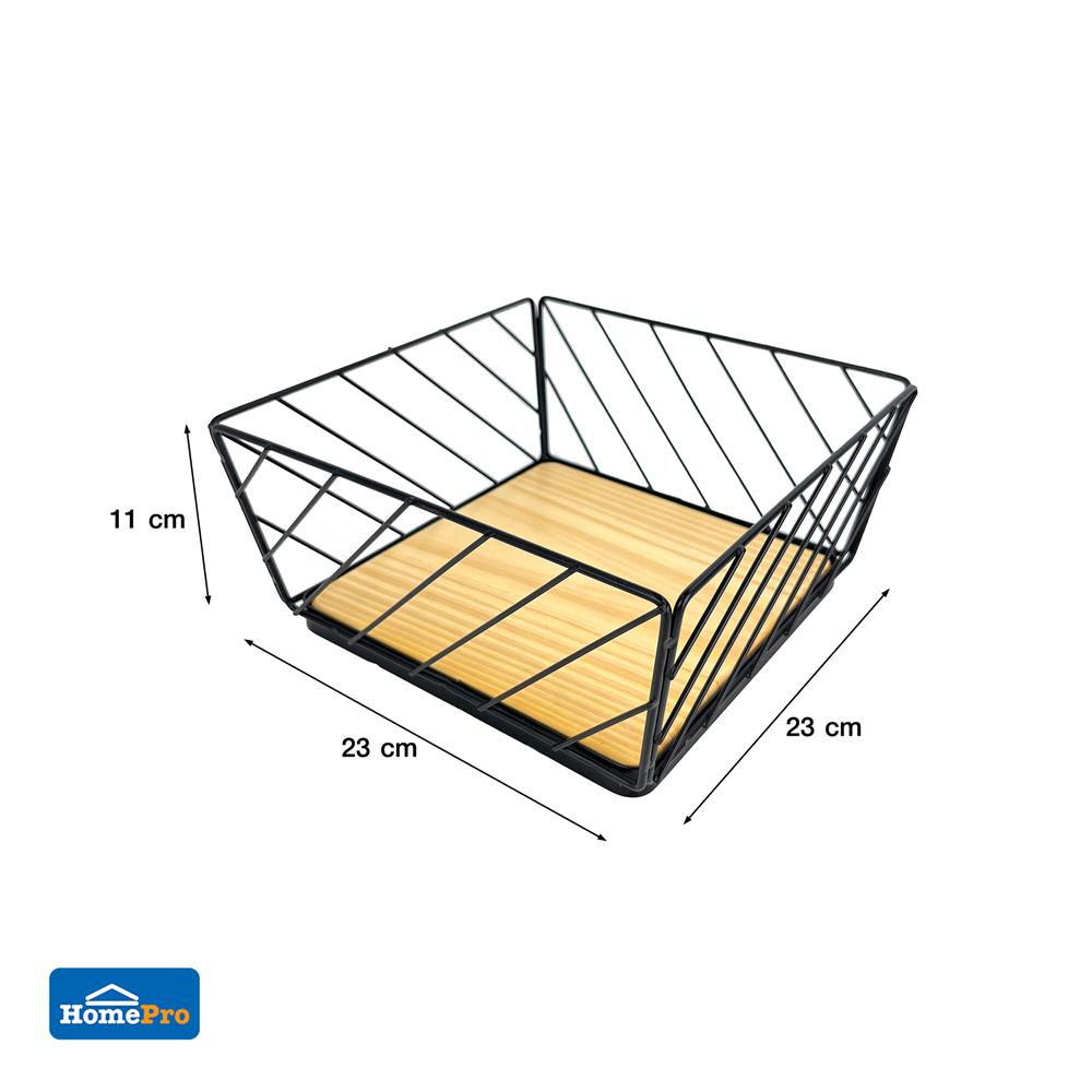 ตะกร้าผลไม้เหลี่ยม 23 ซม. KECH T-CHART สีดำ