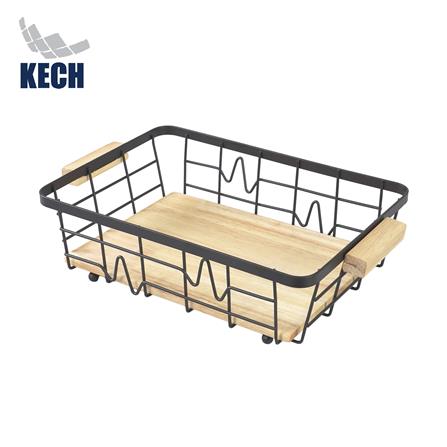 ตะกร้าผลไม้เหลี่ยม KECH T-BOLT 32 ซม. สีดำ_0