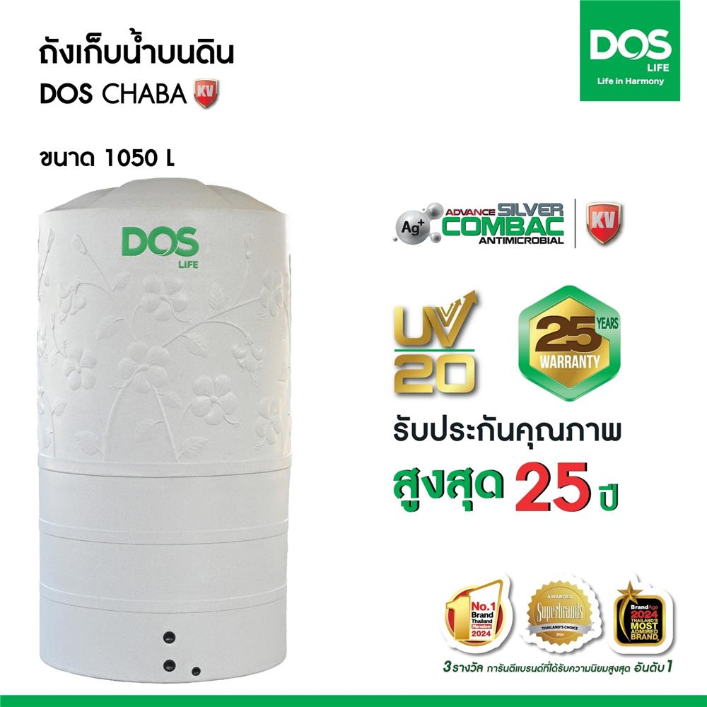 ถังเก็บน้ำ DOS CHABA KV 1050 ลิตร สี COMO GRAY