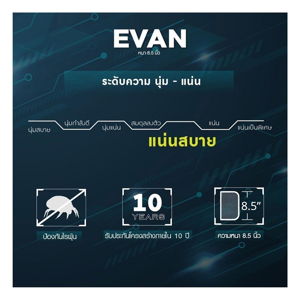 ที่นอน 6 ฟุต LOTUS EVAN พร้อมหมอนหนุน 2 ชิ้น