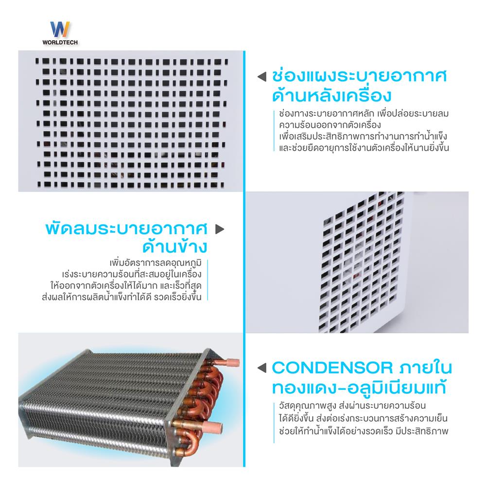 เครื่องทำน้ำแข็งอัตโนมัติ WORLDTECH WT-IM600A 2 ลิตร สีขาว