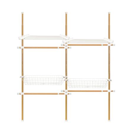 ราวแขวนผ้า 4 ราวแขวน 2 ชั้นวาง 2 ตะกร้า TUGU R73M ลายไม้_0