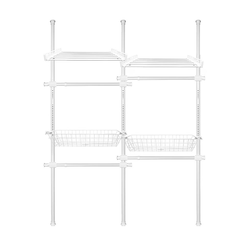ราวแขวนผ้า 4 ราวแขวน 2 ชั้นวาง 2 ตะกร้า TUGU R73PW สีขาว_1