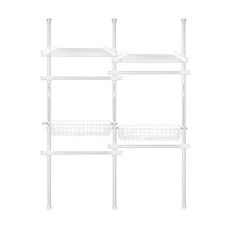 ราวแขวนผ้า 4 ราวแขวน 2 ชั้นวาง 2 ตะกร้า TUGU R73PW สีขาว_0