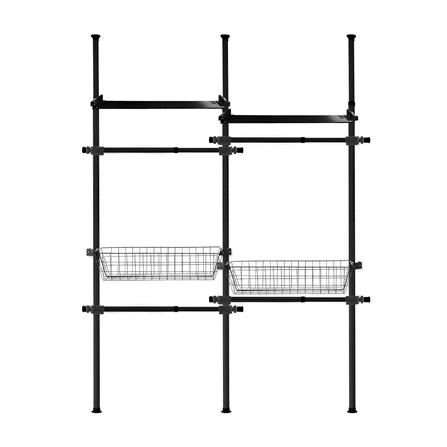ราวแขวนผ้า 4 ราวแขวน 2 ชั้นวาง 2 ตะกร้า TUGU R73B สีดำ_0