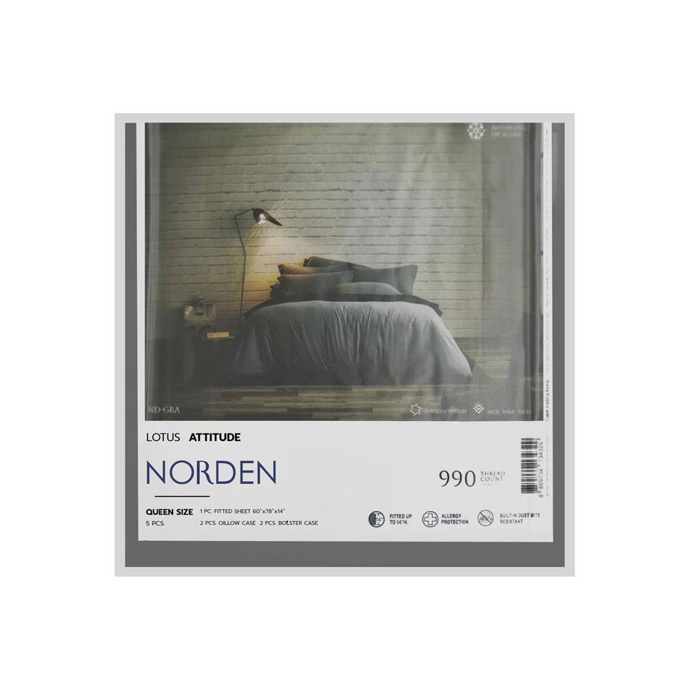 ชุดผ้าปูที่นอน 5 ฟุต 5 ชิ้น LOTUS NORDEN ND-GRA