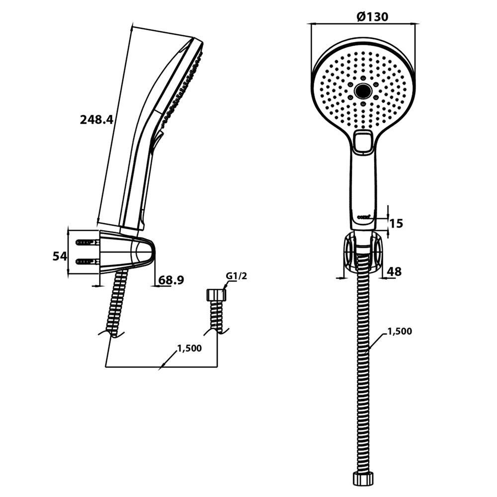 ชุดฝักบัวสายอ่อน 3 ระดับ COTTO ZH024(HM)