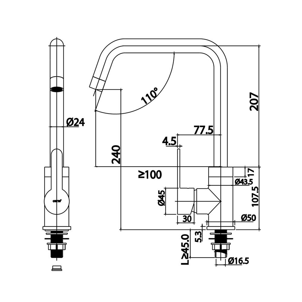 ก๊อกซิงค์เดี่ยวเคาน์เตอร์ COTTO CT1297A