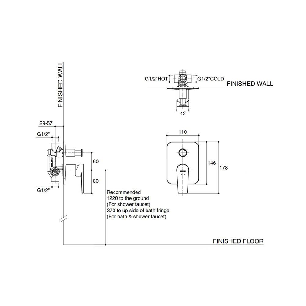วาล์วฝังกำแพงผสม KOHLER K-24572X-4-CP
