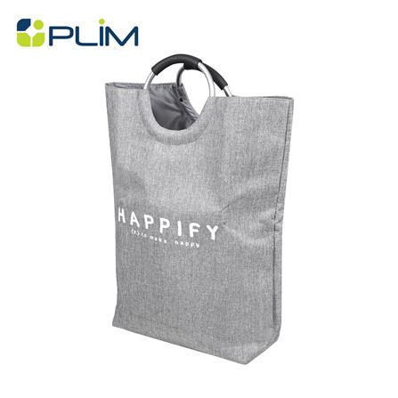 ถังผ้ากลมหูหิ้ว PLIM HAPPIFY สีเทา_0